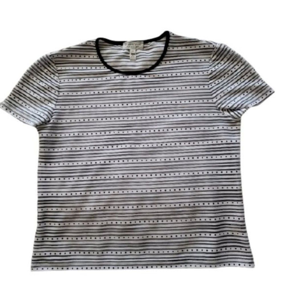 St John By Marie Gray Crew Neck Short Sleeve Shimmering Top Size Medium